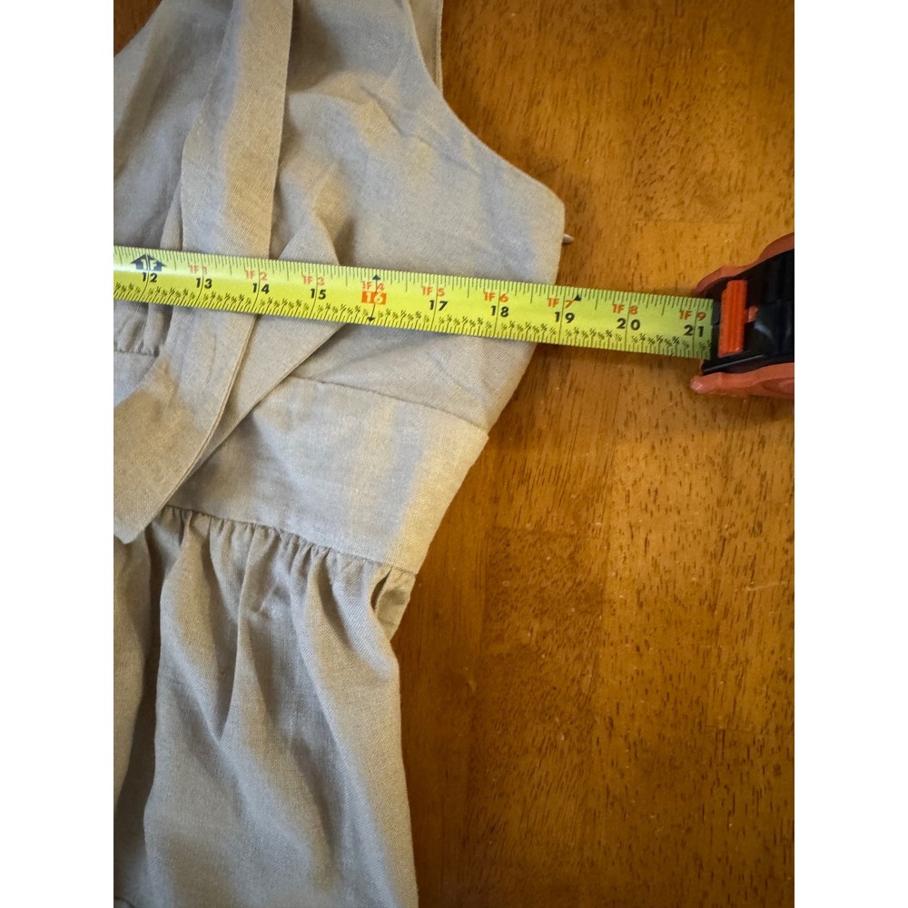 House of Harlow 1960 Tan Linen Blend Tiered V-Neck Maxi Dress Size Large - Picture 7 of 9